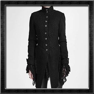 Punk Rave Black Victorian Goth Wool Lace Coat